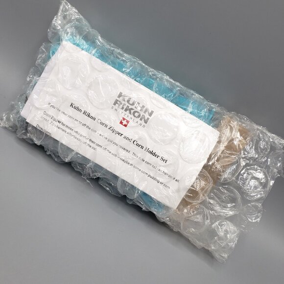 Kuhn Rikon Corn Zipper and Corn Cob Holder TURQUOISE Set of 18 Switzerland NEW - Picture 10 of 10